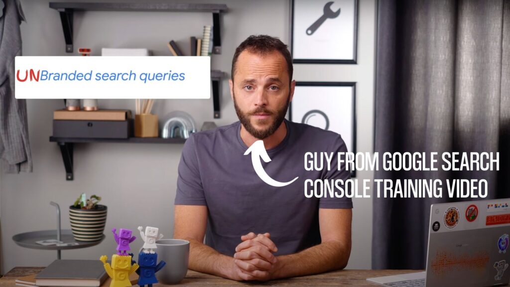 How to Find Unbranded Keywords using Google Search Console Screenshot of video from GSC Training video