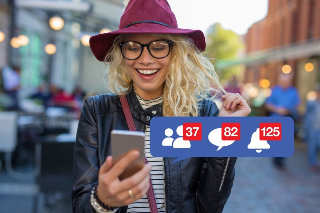 How to Win at Content Marketing For Business Woman excited about getting attention with content marketing for small business on social media.