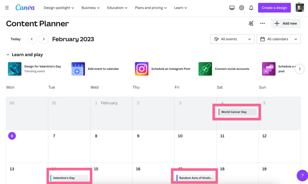 4 Easy to Use Content Creation Tools for Your Small Business Screenshot of Canva's content calendar.