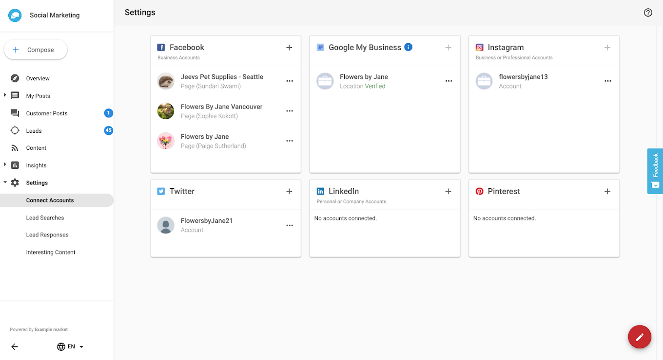 Connect all your social network accounts.